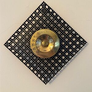 Vintage 70’s Black and Gold Wall Thermometer (works)